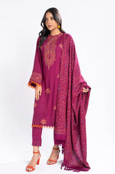 Al Karam 3 Pc Embroidered Dobby Viscose Suit With Shawl