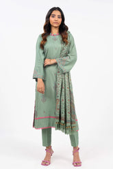 Al Karam 3 Pc Embroidered Dobby Viscose Suit With Shawl