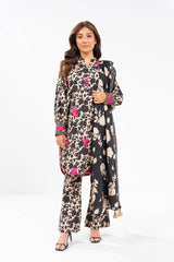 Al Karam 3 Pc Embroidered Khaddar Suit With Light Khaddar Dupatta