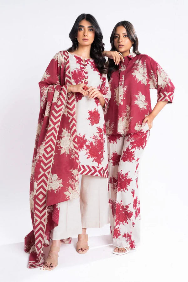 Al Karam3 Pc Printed Khaddar Suit With Light Khaddar Dupatta